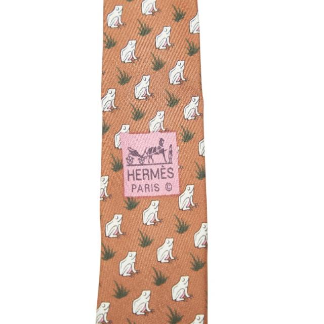エルメス 総柄 ネクタイ ブラウン マルチカラー シルク メンズ HERMES 【中古】_2
