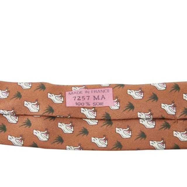 エルメス 総柄 ネクタイ ブラウン マルチカラー シルク メンズ HERMES 【中古】_3