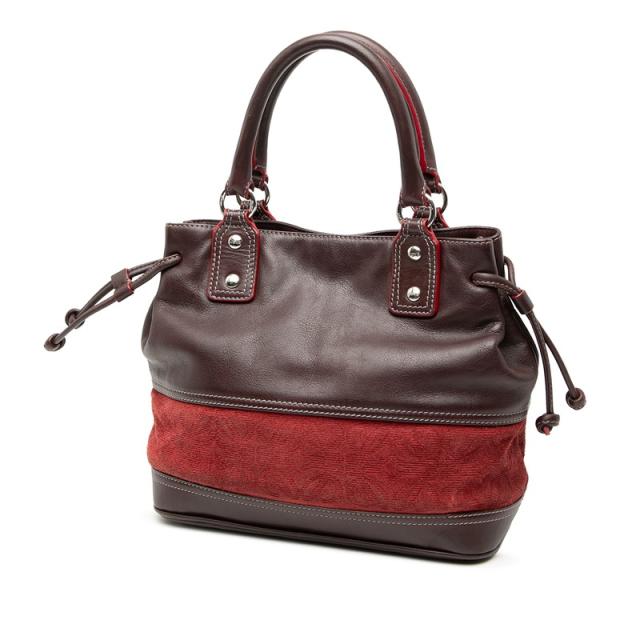 ロエベ アナグラム ハンドバッグ ワインレッド ボルドー レザー スウェード レディース LOEWE 【中古】