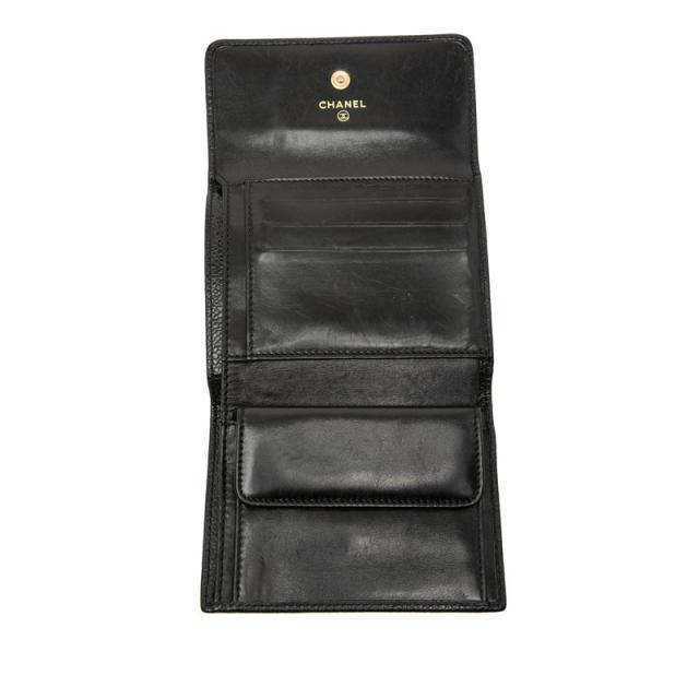 シャネル ココマーク 三つ折り財布 ブラック キャビアスキン レディース CHANEL 【中古】_4