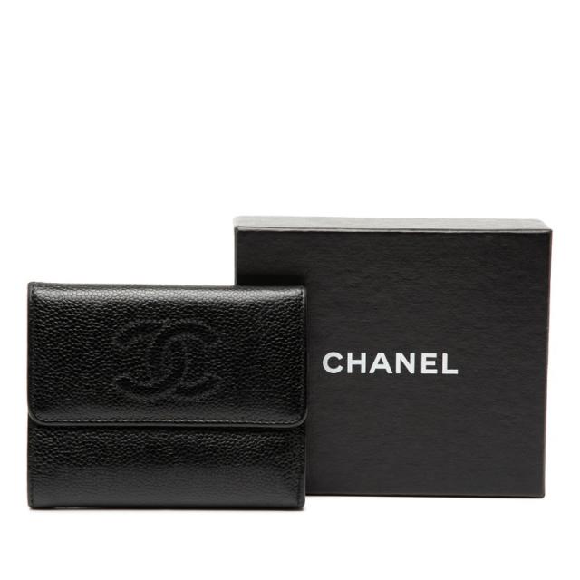 シャネル ココマーク 三つ折り財布 ブラック キャビアスキン レディース CHANEL 【中古】_7