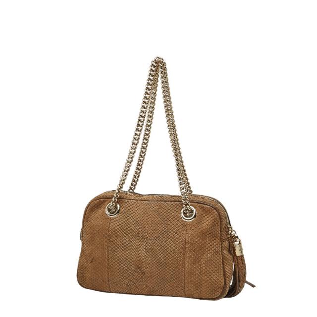 グッチ ソーホー ディスコ チェーン ショルダーバッグ ハンドバッグ ブラウン パイソン レディース GUCCI 【中古】_1