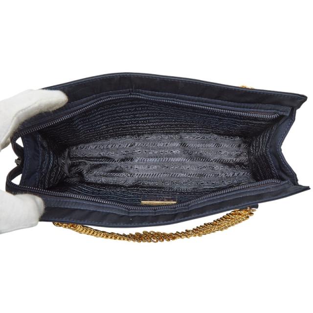 プラダ 三角ロゴプレート チェーン ハンドバッグ ネイビー テスートナイロン レディース PRADA 【中古】_8