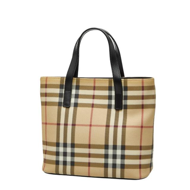 バーバリー ノバチェック ハンドバッグ ベージュ ブラック PVC レザー レディース BURBERRY 【中古】_1