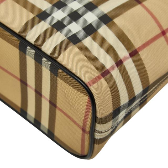 バーバリー ノバチェック ハンドバッグ ベージュ ブラック PVC レザー レディース BURBERRY 【中古】_3