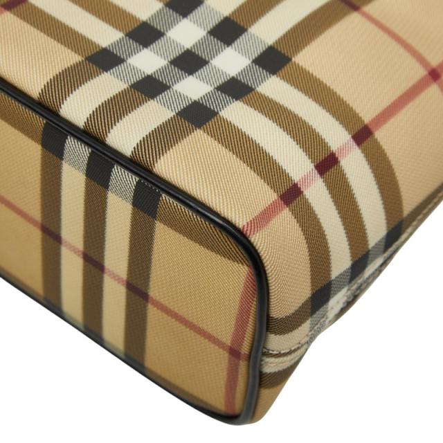 バーバリー ノバチェック ハンドバッグ ベージュ ブラック PVC レザー レディース BURBERRY 【中古】_5
