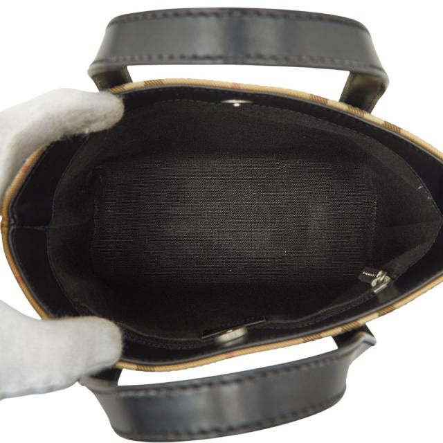 バーバリー ノバチェック ハンドバッグ ベージュ ブラック PVC レザー レディース BURBERRY 【中古】_7