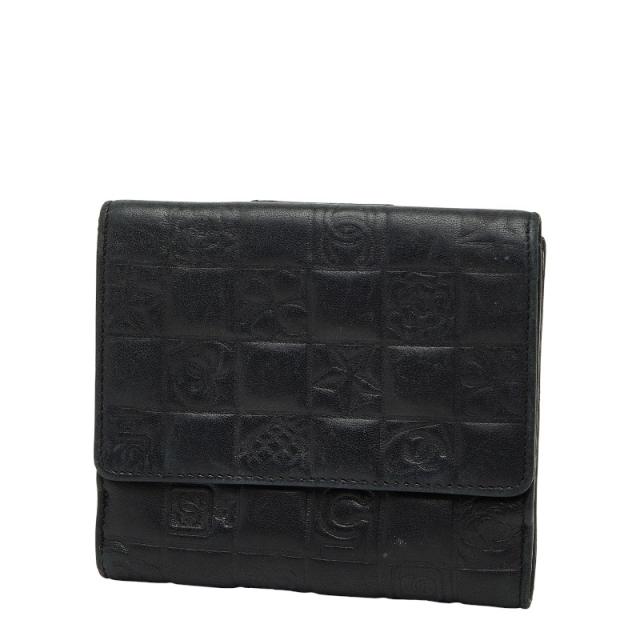 シャネル アイコン 二つ折り財布 A24212 ブラック レザー レディース CHANEL 【中古】_1