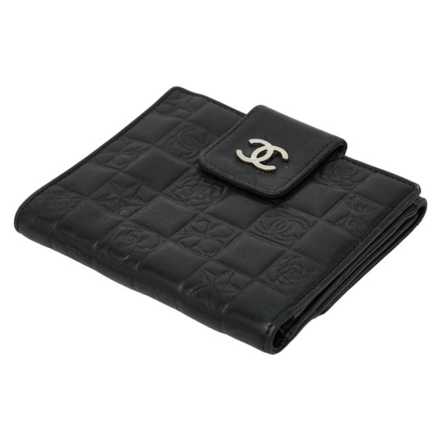 シャネル アイコン 二つ折り財布 A24212 ブラック レザー レディース CHANEL 【中古】_3