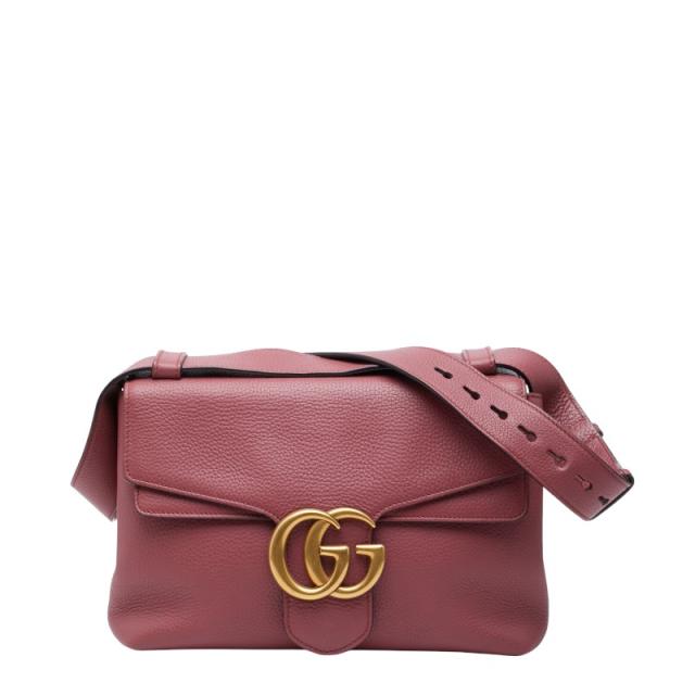 グッチ GGマーモント ショルダーバッグ レザー 401173 ピンク レディース GUCCI  中古 GUCCI（グッチ） GGマーモント ショルダーバッグ レザー 401173 ピンク
