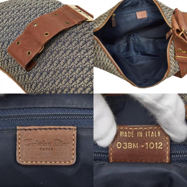 ディオール トロッター ショルダーバッグ ブラウン ネイビー キャンバス レザー レディース Dior 【中古】_9