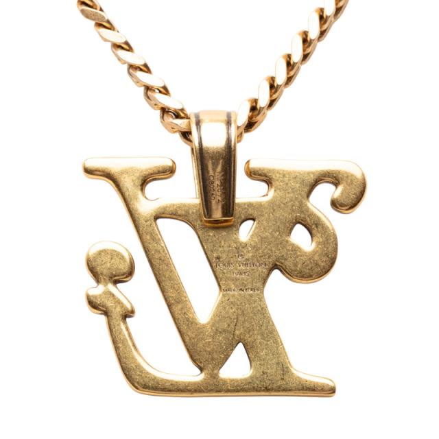 ルイ ヴィトン × NIGO コリエ スクエアード LV チェーン ペンダントネックレス ゴールド メッキ メンズ LOUIS VUITTON 【中古】_1