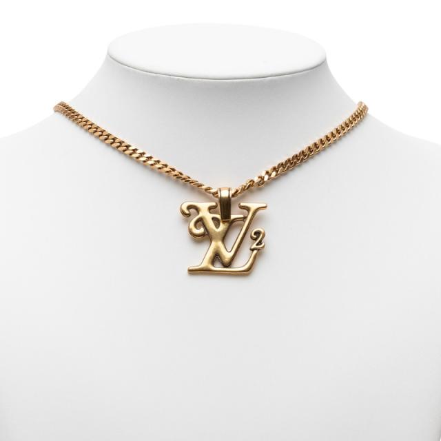 ルイ ヴィトン × NIGO コリエ スクエアード LV チェーン ペンダントネックレス ゴールド メッキ メンズ LOUIS VUITTON 【中古】_6
