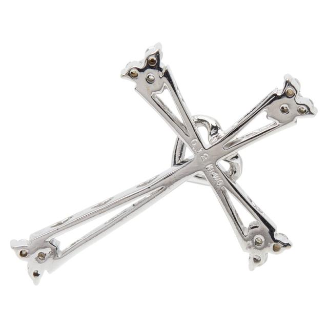 K18WG ホワイトゴールド ダイヤ0.12ct クロスモチーフ ペンダントトップ ネックレス レディース 中古_1