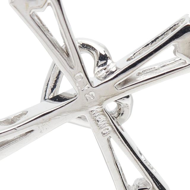 K18WG ホワイトゴールド ダイヤ0.12ct クロスモチーフ ペンダントトップ ネックレス レディース 中古_2