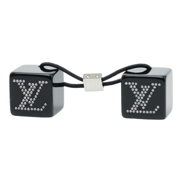 ルイ ヴィトン ヘアキューブ アンクルージョン ラインストーン ヘアアクセサリー ヘアゴム ブラック レジン LOUIS VUITTON 【中古】