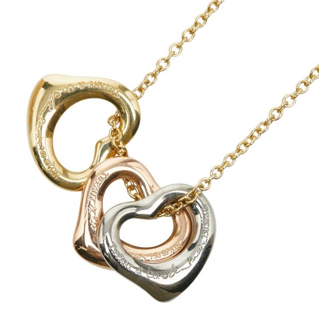 ティファニー トリプルオープンハート ネックレス ゴールド マルチカラー K18YG K18PG K18WG レディース TIFFANY&Co. 【中古】