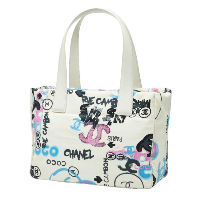 シャネル ニュートラベルライン ハワイ限定 ココマーク トートバッグ ハンドバッグ アイボリー ナイロン レザー CHANEL 【中古】_1
