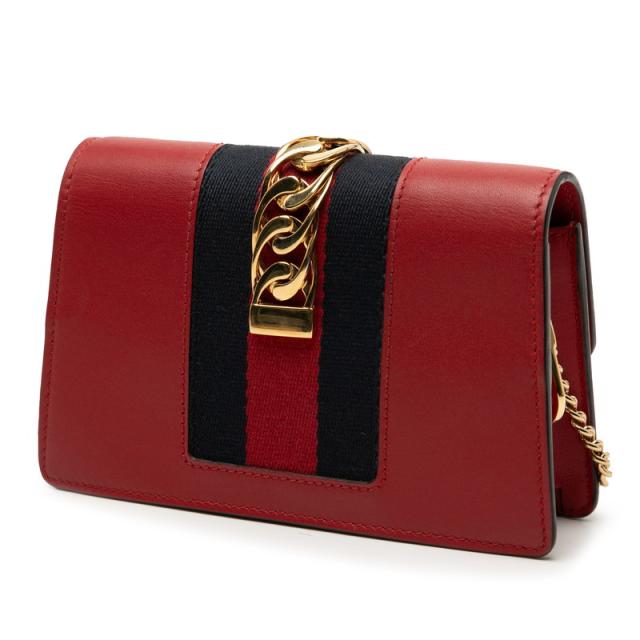 グッチ シルヴィ ミニ チェーンショルダーバッグ 494646 レッド マルチカラー レザー レディース GUCCI 【中古】_1