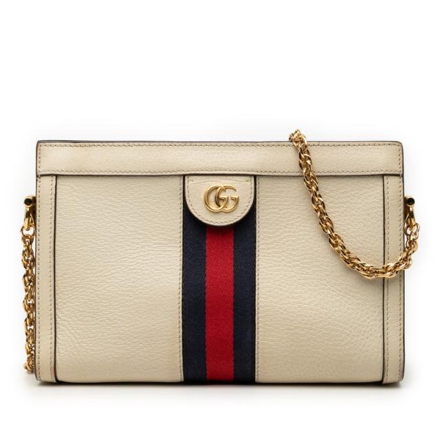 グッチ オフィディア シェリーライン チェーン 斜め掛け ショルダーバッグ 503877 ベージュ マルチカラー レザー GUCCI 【中古】