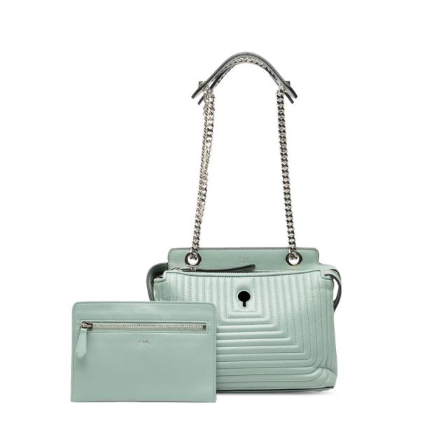 フェンディ ドットコム クリック チェーンショルダーバッグ 8BN299 ライトブルー レザー レディース FENDI 【中古】_6