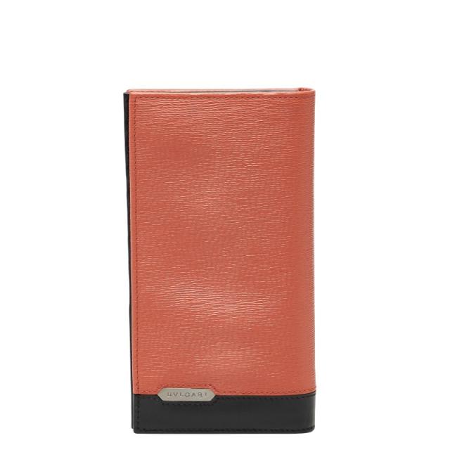 ブルガリ オクト 長財布 オレンジ ブラック レザー メンズ BVLGARI 【中古】