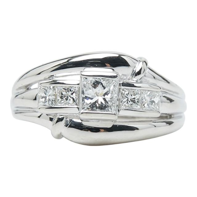 Pt900 プラチナ ダイヤモンド 0.40ct 付 デザイン ネックレス 