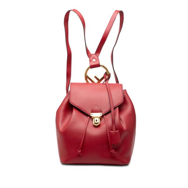 フェンディ エフ イズ リュック バックパック 8BZ043 レッド レザー レディース FENDI 【中古】