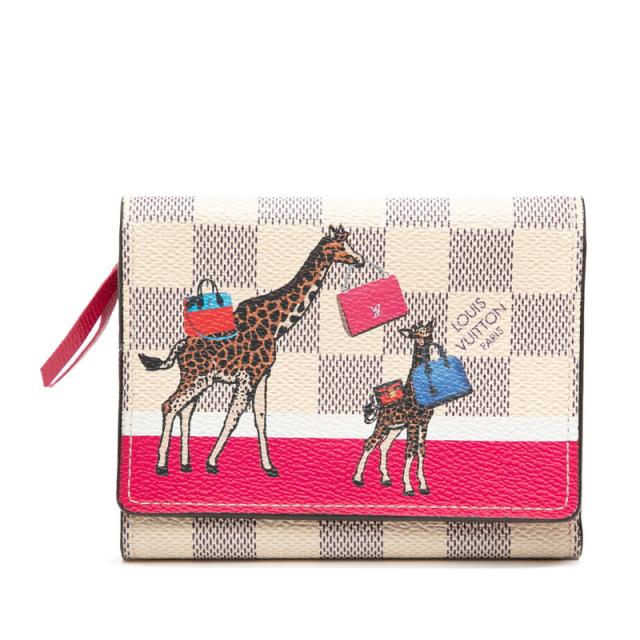 ルイ ヴィトン ダミエ アズール ポルトフォイユ ヴィクトリーヌ 三つ折り財布 N60059 ホワイト マルチカラー PVC LOUIS VUITTON 【中古】