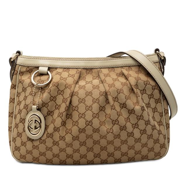 グッチ GGキャンバス スーキー ショルダーバッグ ベージュ キャンバス レザー レディース GUCCI 【中古】