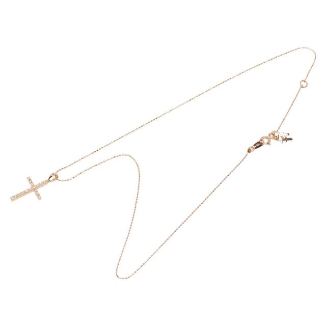 フォリフォリ K18PG ピンクゴールド ダイヤ0.11ct クロスモチーフ ネックレス レディース Folli Follie 中古_1