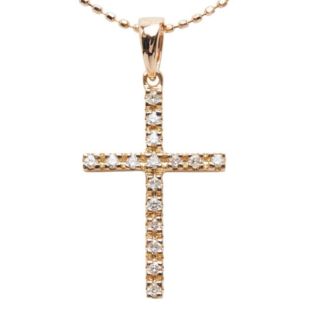 フォリフォリ K18PG ピンクゴールド ダイヤ0.11ct クロスモチーフ ネックレス レディース Folli Follie 中古_2