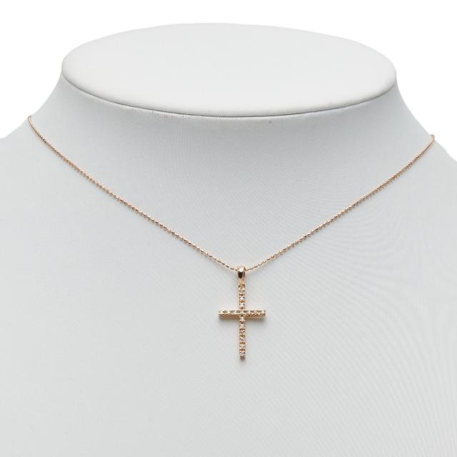 フォリフォリ K18PG ピンクゴールド ダイヤ0.11ct クロスモチーフ ネックレス レディース Folli Follie 中古_6