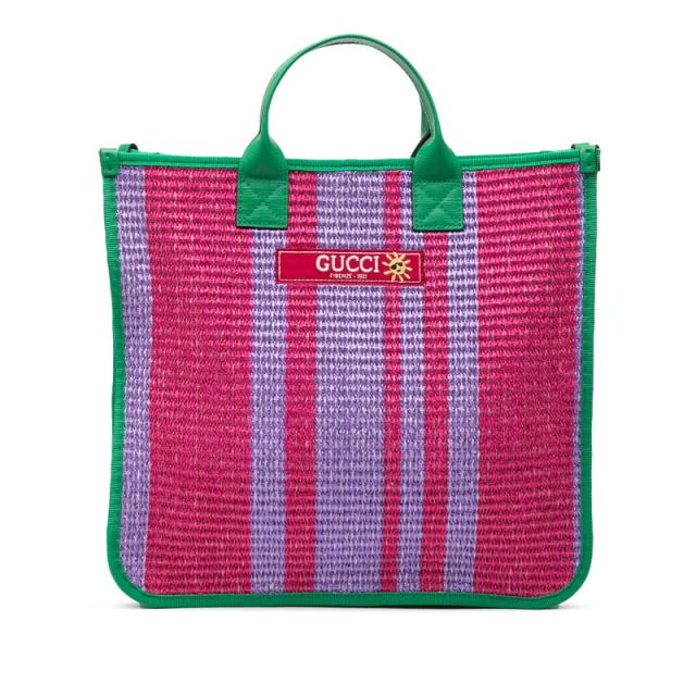 グッチ シェリーキッズ トートバッグ ハンドバッグ 605831 パープル グリーン キャンバス レディース GUCCI 【中古】