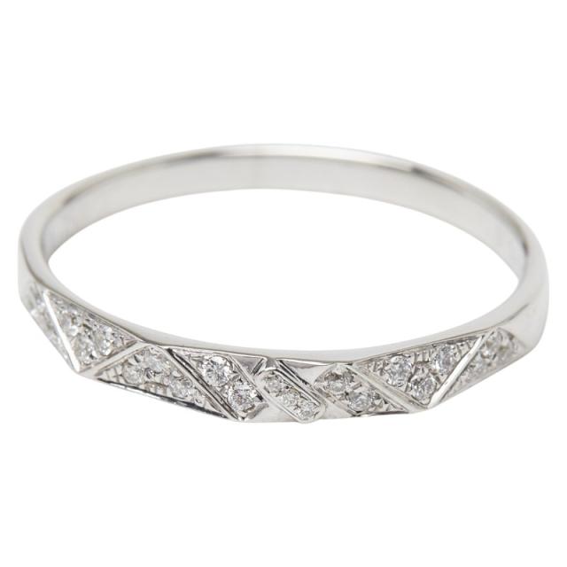 K18WG ホワイトゴールド ダイヤ0.109ct リング 指輪 レディース 13.5号 中古