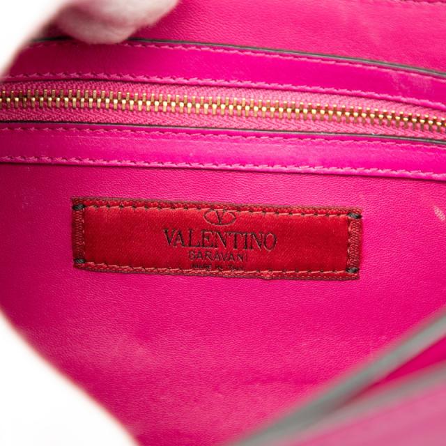 ヴァレンティノ ロックスタッズ チェーン ショルダーバッグ ピンク レザー レディース VALENTINO 【中古】