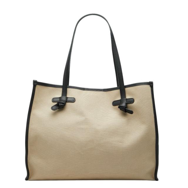 ジャンニキャリーニ マルチェラ トートバッグ ハンドバック ベージュ 黒いこと 帆布 なめし革 レディース GIANNI CHIARINI 【中古】
