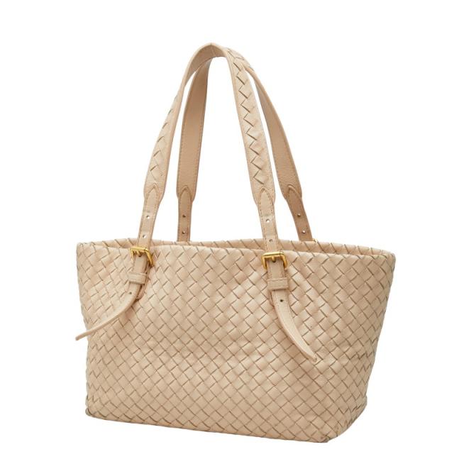 ボッテガヴェネタ イントレチャート トートバッグ ハンドバッグ ピンクベージュ レザー レディース BOTTEGAVENETA 【中古】_1