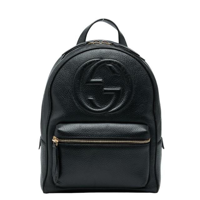グッチ ソーホー インターロッキングG リュック バックパック 536192 ブラック レザー レディース GUCCI 【中古】