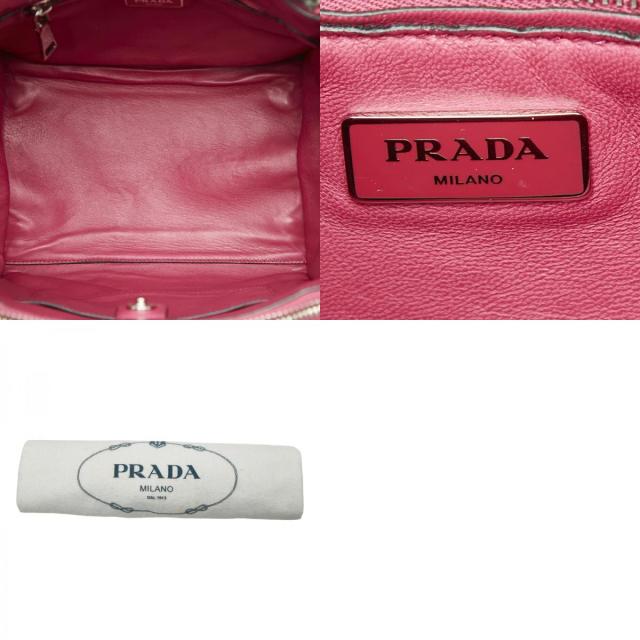 プラダ 三角ロゴプレート ハンドバッグ ショルダーバッグ 2WAY BN2625 ピンク スウェード レディース PRADA 【中古】_9
