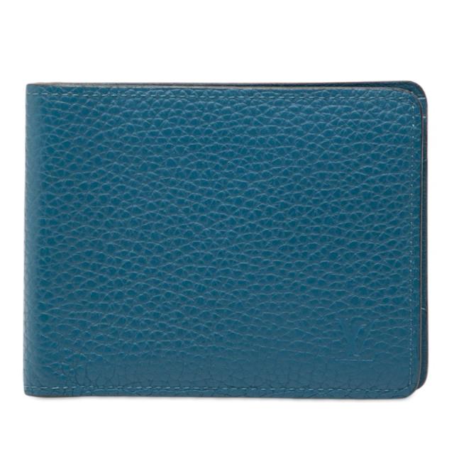 ルイ ヴィトン ポルトフォイユ ミュルティプル 二つ折り財布 M58190 ブルー トリヨンレザー レディース LOUIS VUITTON 【中古】