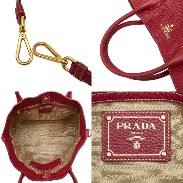 プラダ トートバッグ ショルダーバッグ 2WAY レッド レザー レディース PRADA 【中古】_8