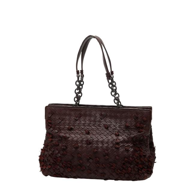 ボッテガヴェネタ イントレチャート チェーン ハンドバッグ トートバッグ ブラウン レザー レディース BOTTEGAVENETA 【中古】_1