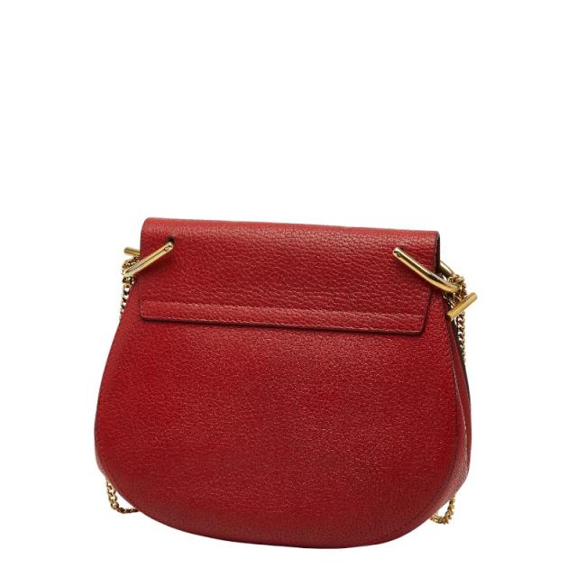 Chloe 小さめ チェーンショルダーバッグ フラップ 斜め掛け レザー 赤 