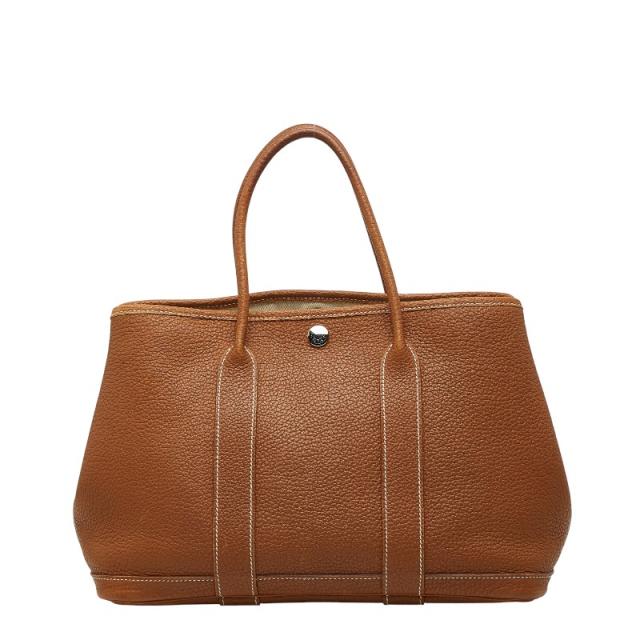 エルメス ガーデンパーティTPM ハンドバッグ ゴールド ブラウン ネゴンダ レディース HERMES 【中古】