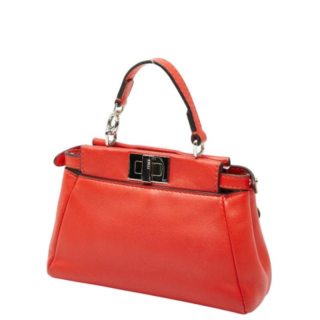 フェンディ マイクロ ピーカブー フラワーモチーフ ハンドバッグ ショルダーバッグ ポシェット 2WAY 8M0355 レッド FENDI 【中古】_1