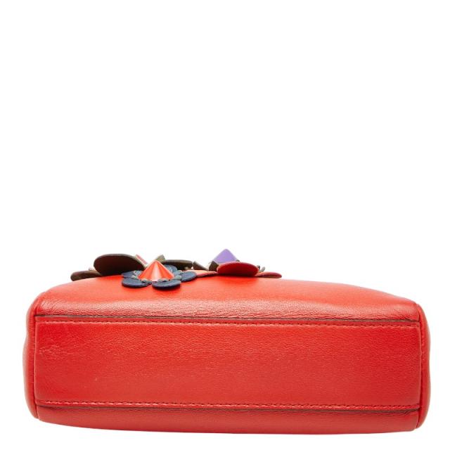 フェンディ マイクロ ピーカブー フラワーモチーフ ハンドバッグ ショルダーバッグ ポシェット 2WAY 8M0355 レッド FENDI 【中古】_2