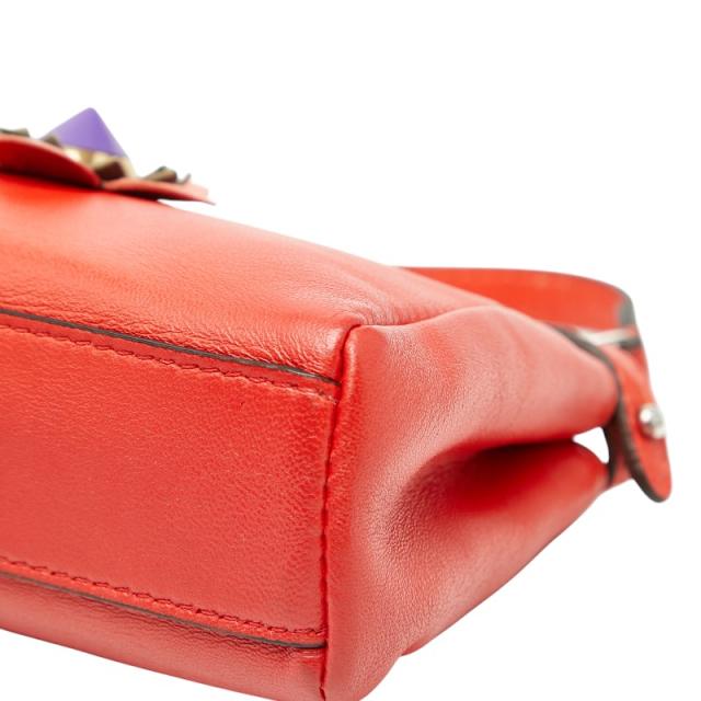 フェンディ マイクロ ピーカブー フラワーモチーフ ハンドバッグ ショルダーバッグ ポシェット 2WAY 8M0355 レッド FENDI 【中古】_3