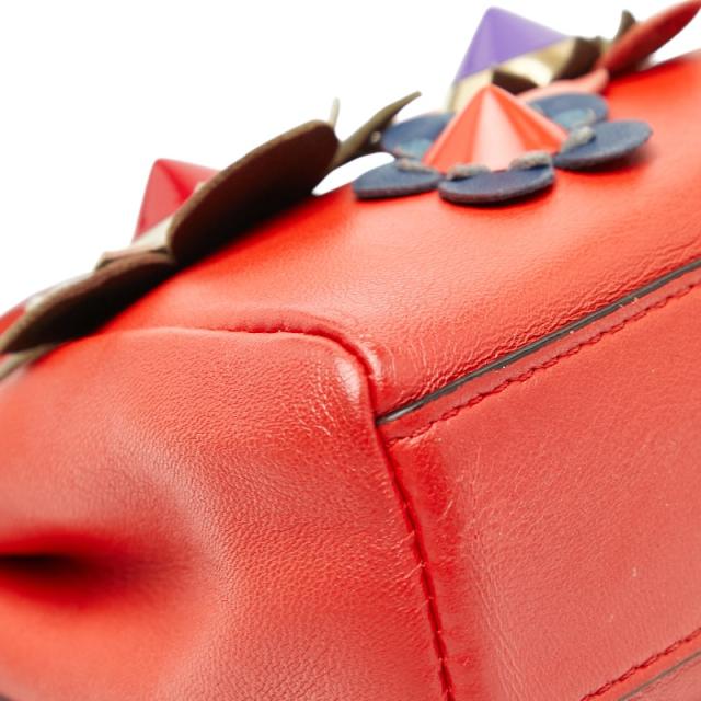 フェンディ マイクロ ピーカブー フラワーモチーフ ハンドバッグ ショルダーバッグ ポシェット 2WAY 8M0355 レッド FENDI 【中古】_4
