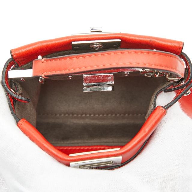 フェンディ マイクロ ピーカブー フラワーモチーフ ハンドバッグ ショルダーバッグ ポシェット 2WAY 8M0355 レッド FENDI 【中古】_7